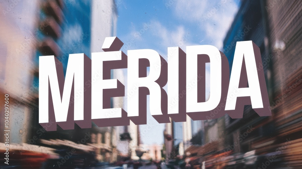 Obraz premium Dynamic Cityscape of Mérida: Blurred urban view showcasing vibrant architecture and lively atmosphere, ideal for travel promotions.