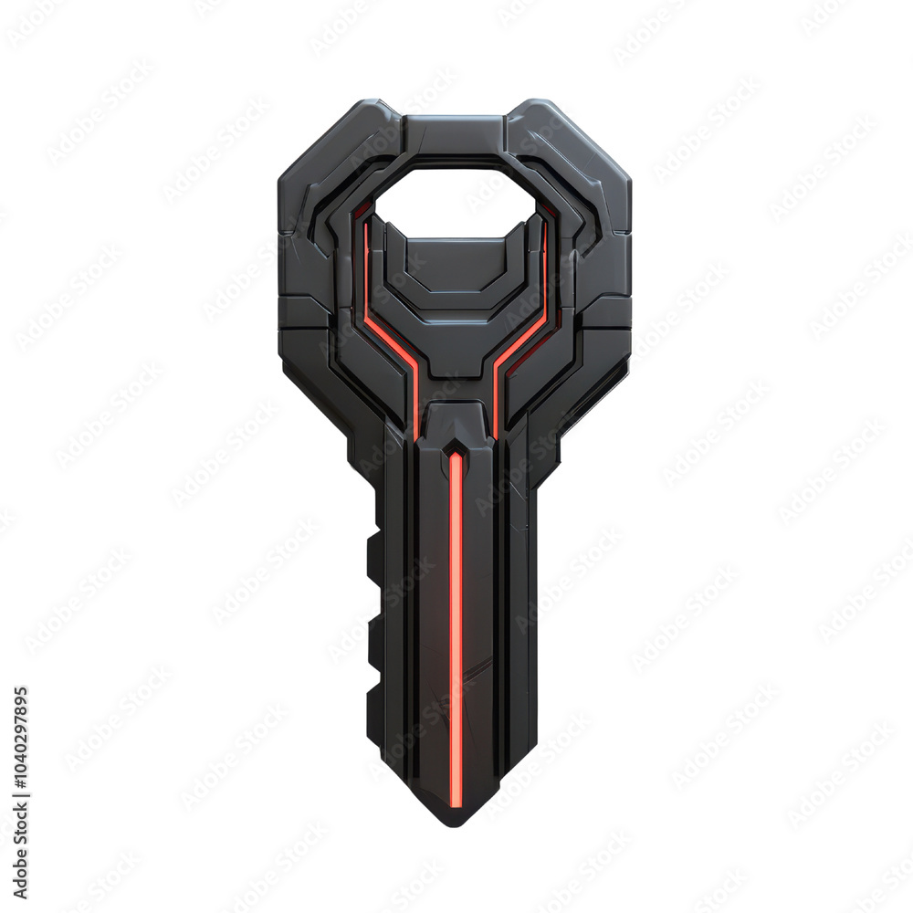 Futuristic black key design with red accents on a white isolated background. transparent background. Futuristic black key design with red accents on a white isolated background. transparent background.