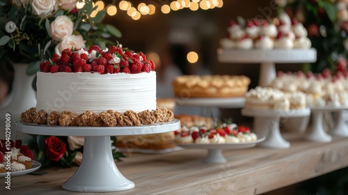 Wallpaper Mural Elegant Dessert Buffet with Various Cakes and Pies Torontodigital.ca