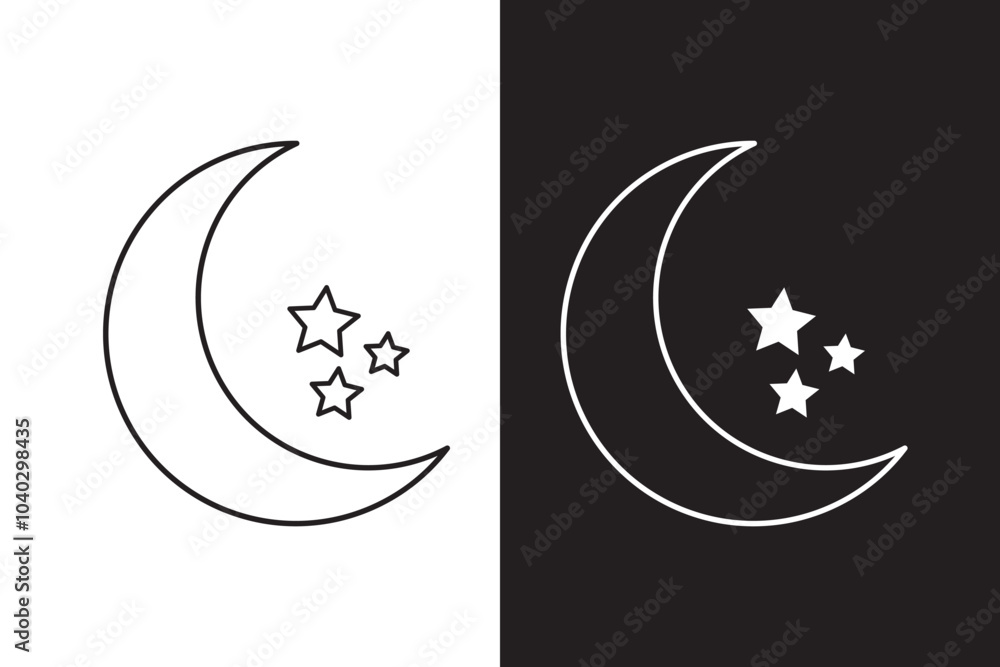 Half moon outline and filled vector icon sign symbol isolated logo Half moon outline and filled vector icon sign symbol isolated logo