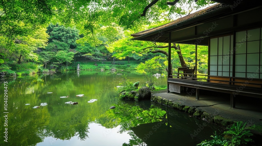Lush greenery in tranquil