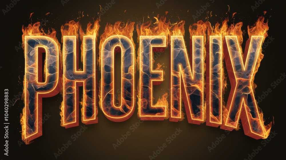 Fiery Text: 'Phoenix' in Bright Flames, Ideal for Creative Projects and Branding Fiery Text: 'Phoenix' in Bright Flames, Ideal for Creative Projects and Branding