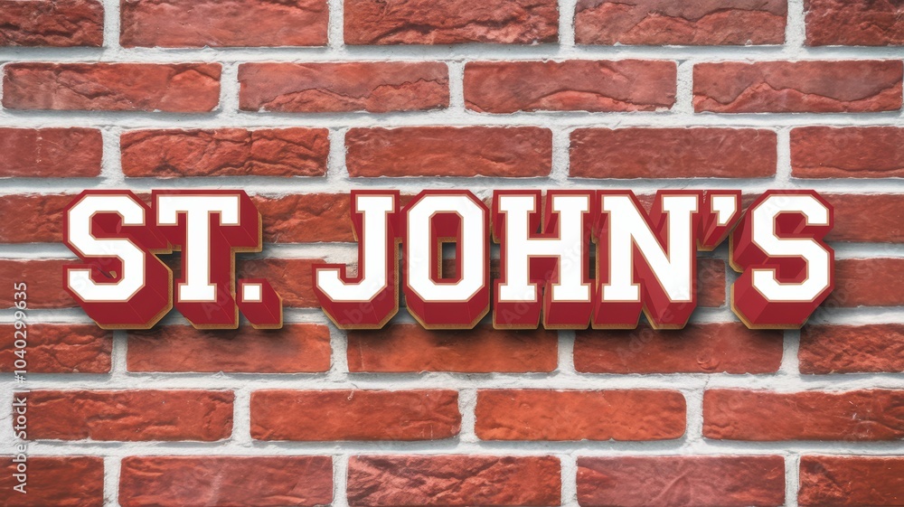 Bright red lettering on a textured brick wall, ideal for branding, educational themes, or promotional materials. Bright red lettering on a textured brick wall, ideal for branding, educational themes, or promotional materials.