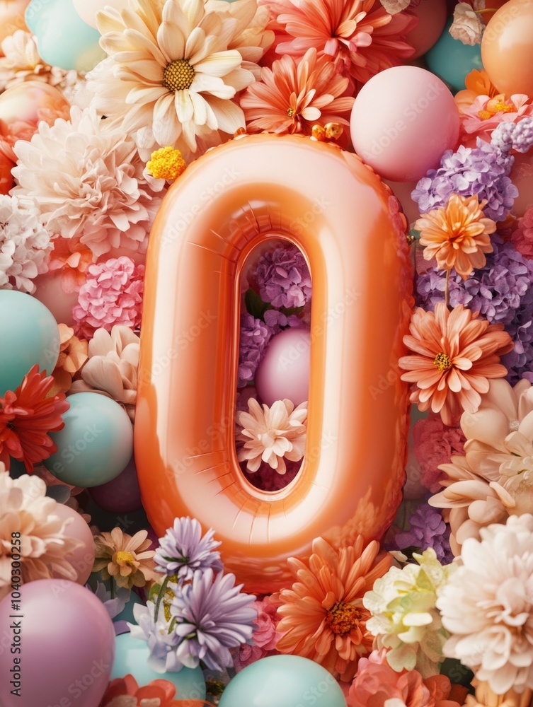 Orange Inflatable Balloon with Flowers and Eggs Orange Inflatable Balloon with Flowers and Eggs