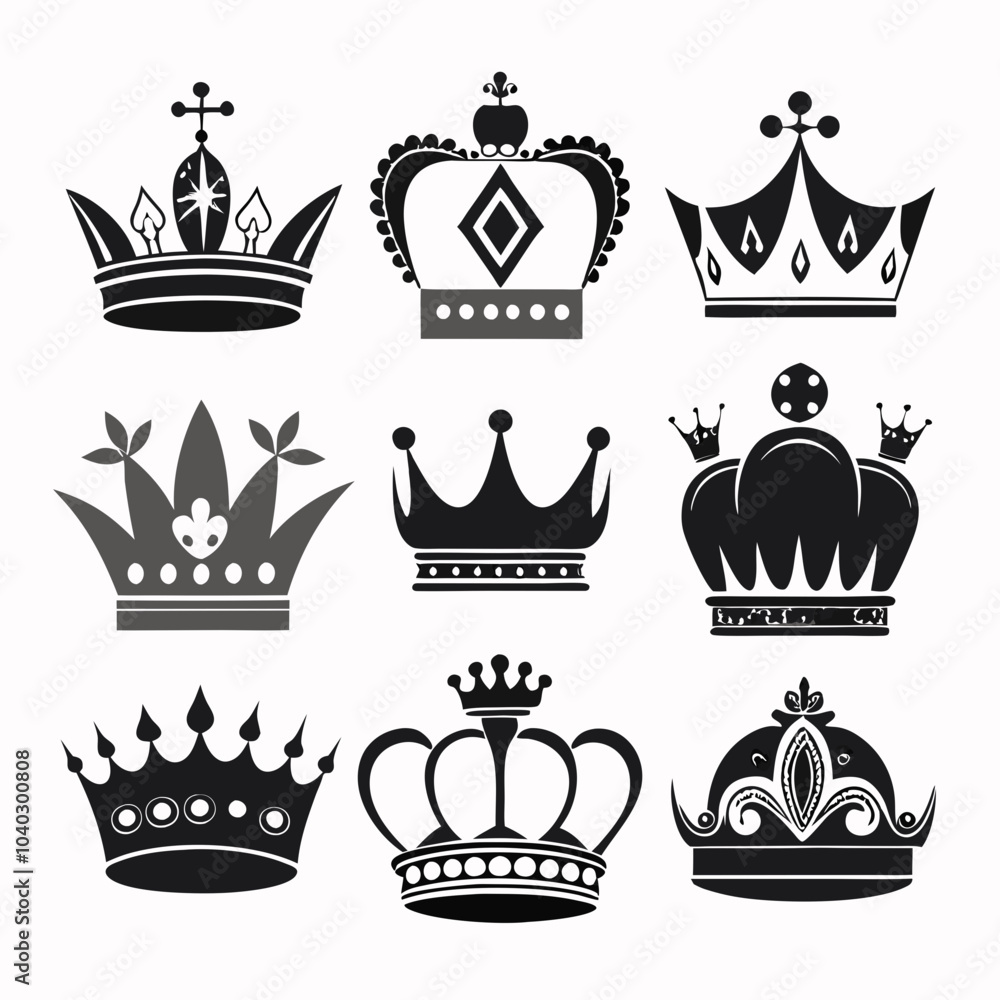 Various-crown-icons-in-different-art-illustration Various-crown-icons-in-different-art-illustration