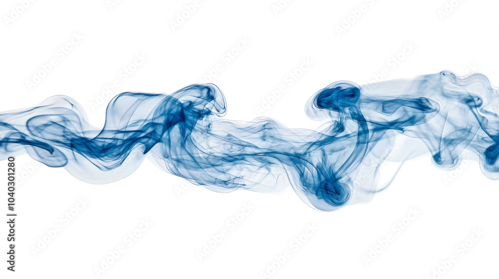 Blue smoke swirling on transparent background for design projects Blue smoke swirling on transparent background for design projects