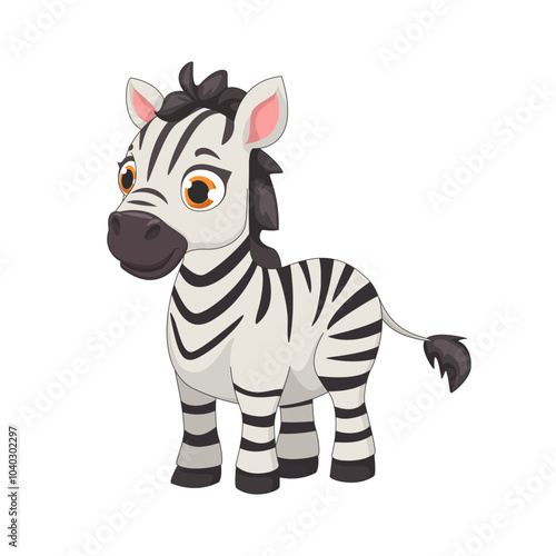 Cute cartoon Zebra, wild animal baby zebra, nature safari little zebra.