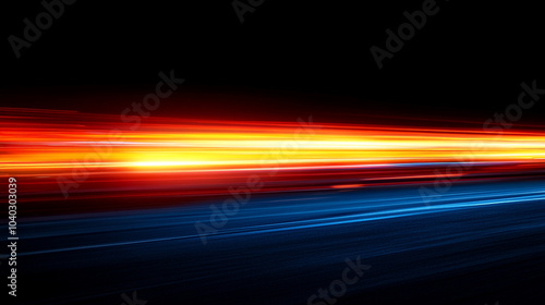blue and yellow neon lights in fast motion  creating an abstract  futuristic effect that symbolizes speed  energy  innovation  and dynamic transformation