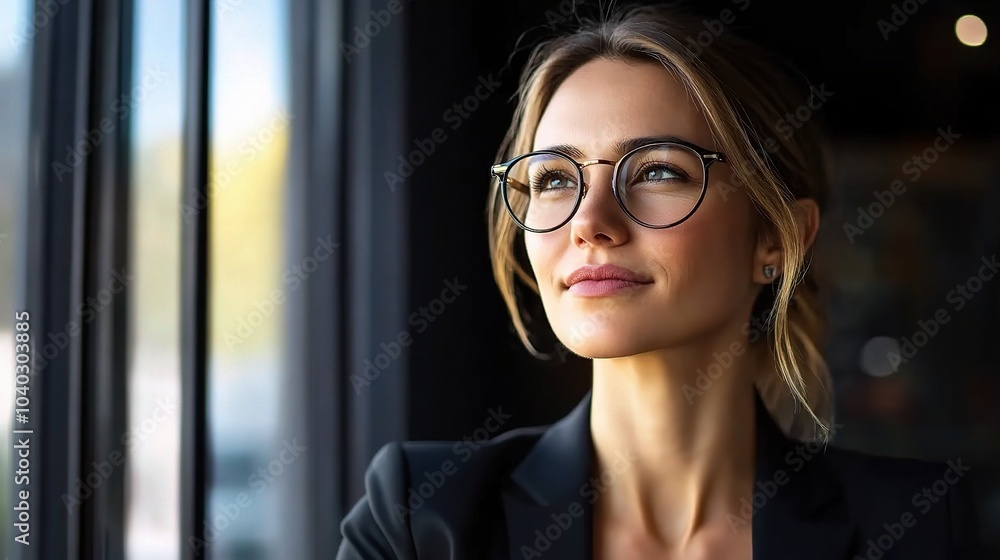Businesswoman Reflecting by the Window Businesswoman Reflecting by the Window