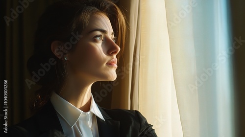 Businesswoman Contemplating Life by the Window