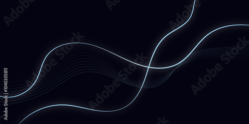 Blue color wave line abstract background design.  Energy waves technology concept design for business, presentation, banner.