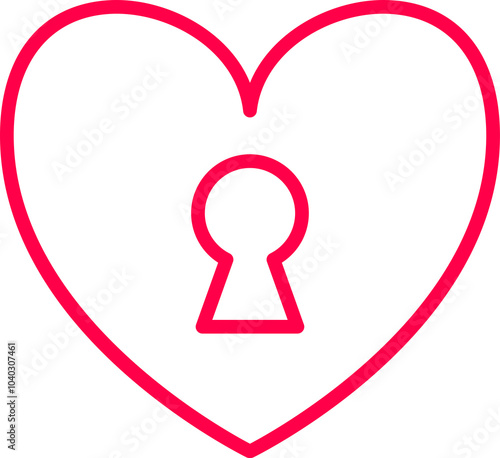 Heart and Key Icon Line Art