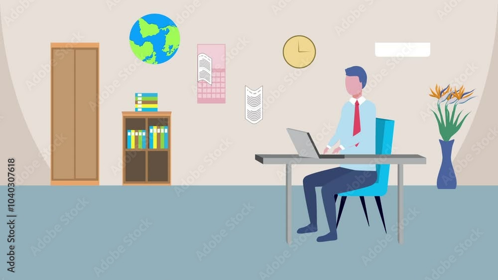 A person working on laptop collect data and sharing data ,vector motion. A person working on laptop collect data and sharing data ,vector motion.