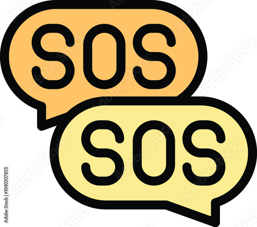 Two consecutive speech bubbles showing sos signal for emergency communication