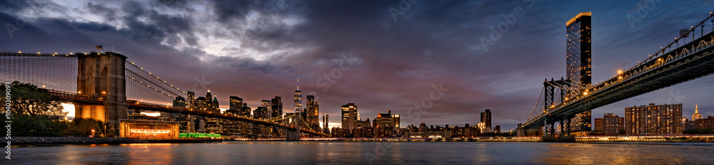 Naklejka premium New York City Night Sky Panorama