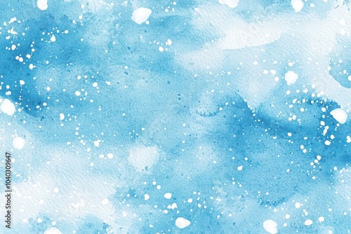 Abstract watercolor background in soft blue tones with snow patterns, perfect for winter-themed designs