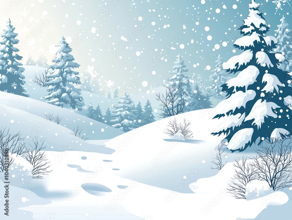 Fototapeta premium Abstract winter landscape background showcasing serene snow scenes in a vector style