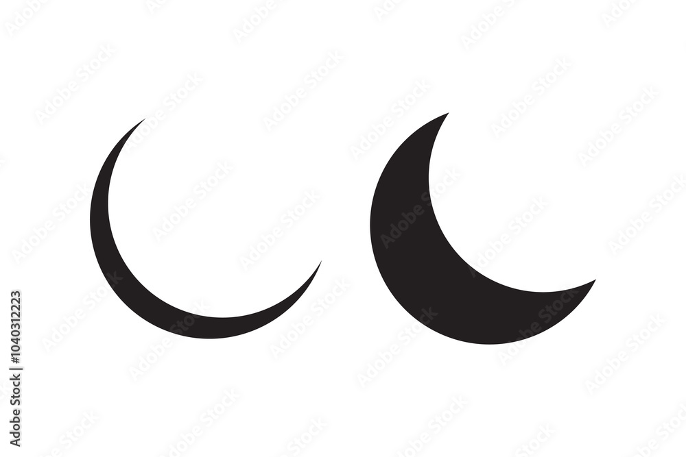 Moon icon vector isolated on white background, logo concept of Moon sign on transparent background, black filled symbol Moon icon vector isolated on white background, logo concept of Moon sign on transparent background, black filled symbol