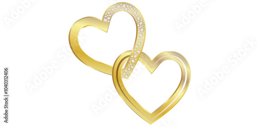Heart Shape Pendant On White Background, Trendy Fashion Gold Plated Jewelry Vector Illustration.	