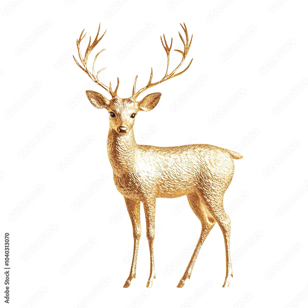 Obraz premium Golden deer decoration for christmas and new year isolated on transparent background