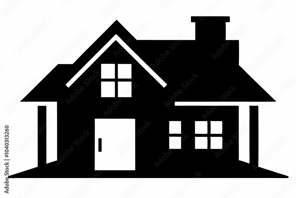 Home silhouette vector, home icon symbol, house black vector silhouette Home silhouette vector, home icon symbol, house black vector silhouette