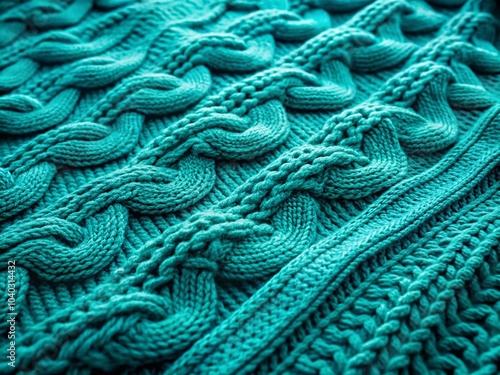 Textured Turquoise Knitted Sweater Close-Up for Cozy Interior Design Inspiration