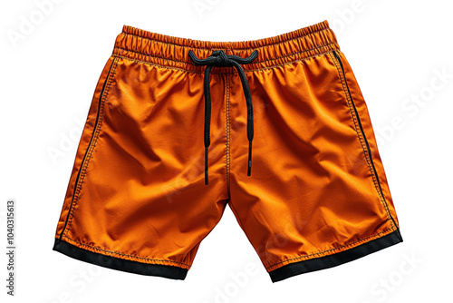 Orange basketball shorts with black stip isolated on transparent background, png file, no background png file