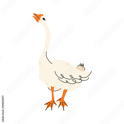 Set of geese in various poses. Cartoon vector illustration isolated on background. Farm animal design  adorable birds in different poses, funny characters