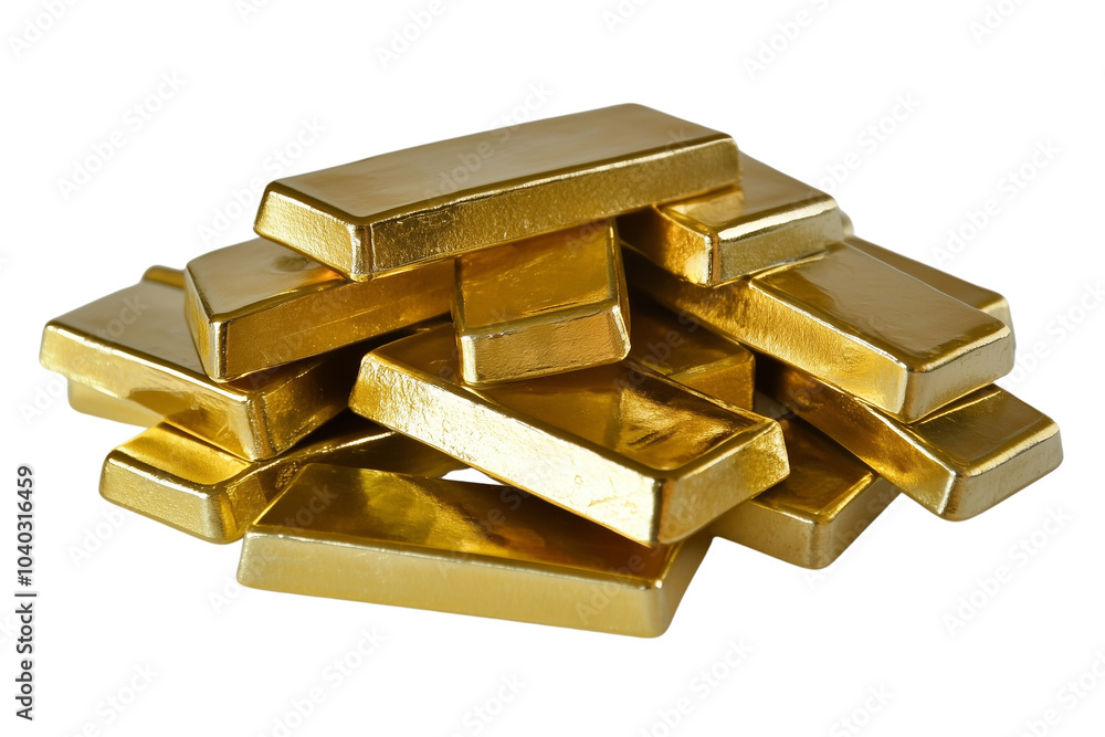 Stack of shiny gold bars isolated on transparent background Stack of shiny gold bars isolated on transparent background