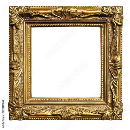 Ornate Gold Picture Frame Isolated on White Background,  picture frame, gold frame, decorative frame, ornate frame photo