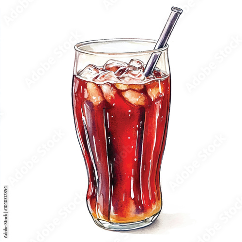 Coke drink watercolor clipart illustration