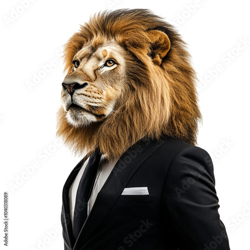 Lion in Business Attire on transparent background photo