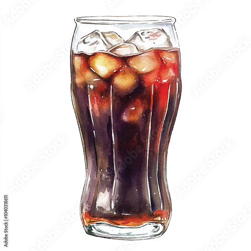 Coke drink watercolor clipart illustration