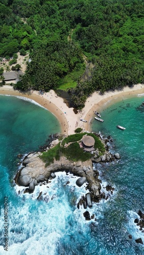 Aerial photo of Cabo San Juan, Tayrona Natural Park, Colombia