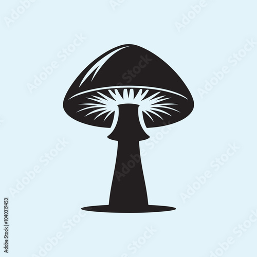 Editable Black Mushroom Silhouette Vector Illustration with Transparent Background