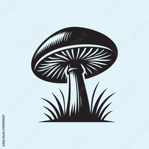Editable Black Mushroom Silhouette Vector Illustration with Transparent Background