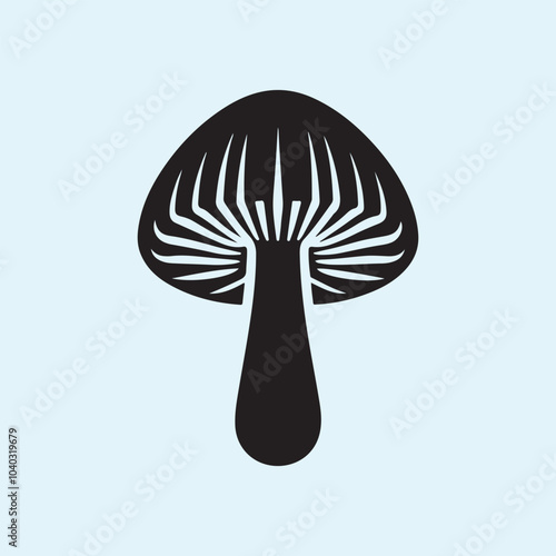 Editable Black Mushroom Silhouette Vector Illustration with Transparent Background