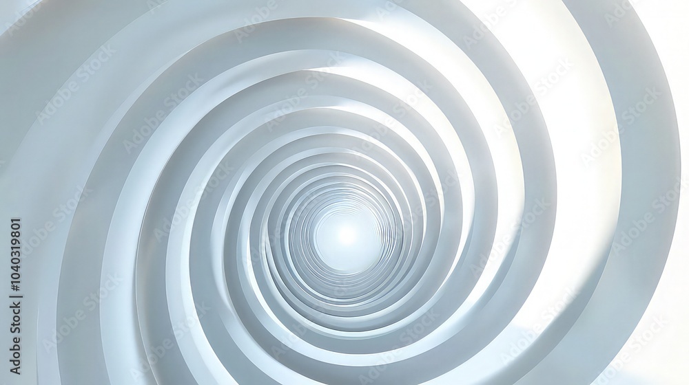 Obraz premium Abstract spiral transition, opener or ending. Loop circle geometric spiral transition on white background. 4K resolution animated transition.