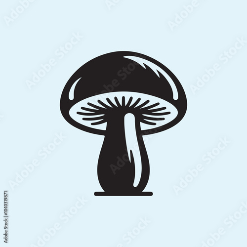 Editable Black Mushroom Silhouette Vector Illustration with Transparent Background