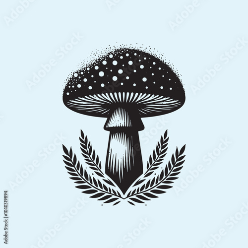 Editable Black Mushroom Silhouette Vector Illustration with Transparent Background