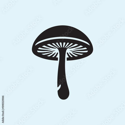 Editable Black Mushroom Silhouette Vector Illustration with Transparent Background