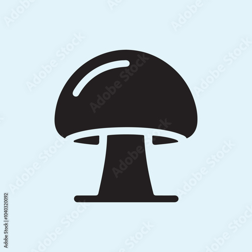 Editable Black Mushroom Silhouette Vector Illustration with Transparent Background