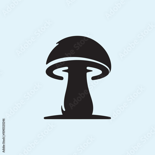 Editable Black Mushroom Silhouette Vector Illustration with Transparent Background