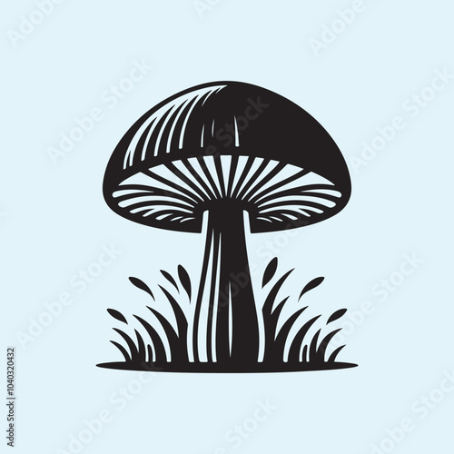 Editable Black Mushroom Silhouette Vector Illustration with Transparent Background