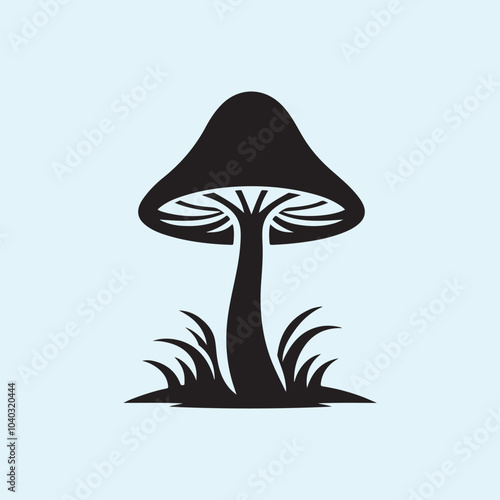 Editable Black Mushroom Silhouette Vector Illustration with Transparent Background