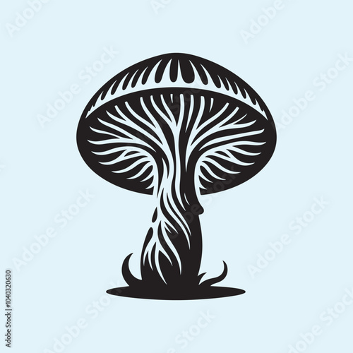 Editable Black Mushroom Silhouette Vector Illustration with Transparent Background