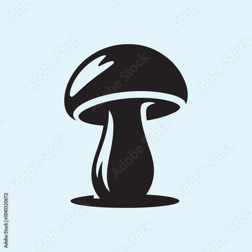 Editable Black Mushroom Silhouette Vector Illustration with Transparent Background