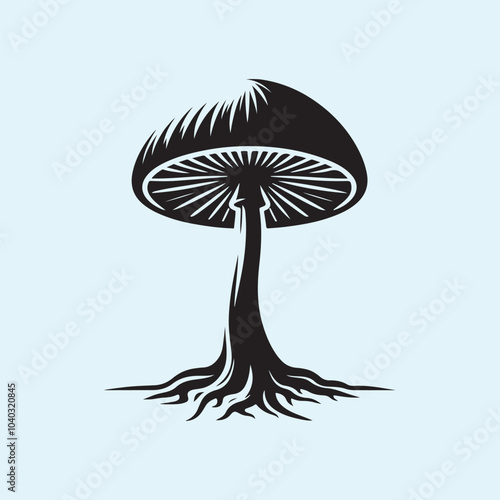 Editable Black Mushroom Silhouette Vector Illustration with Transparent Background