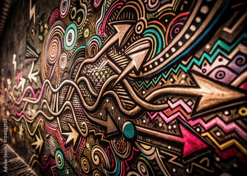 Trendy Childish Doodle Arrow Pattern with Squiggles and Swirls for Playful Backgrounds Trendy Childish Doodle Arrow Pattern with Squiggles and Swirls for Playful Backgrounds