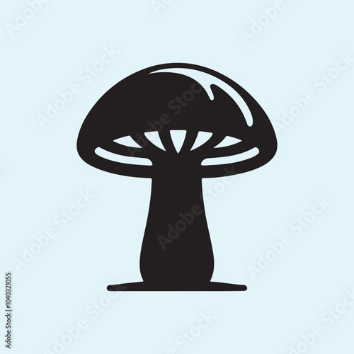 Editable Black Mushroom Silhouette Vector Illustration with Transparent Background